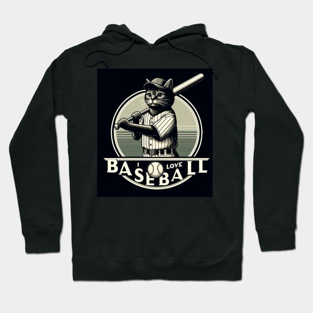 I Love Baseball Cat Baseball  Baseball Season Baseball Sport Hoodie by The GUS